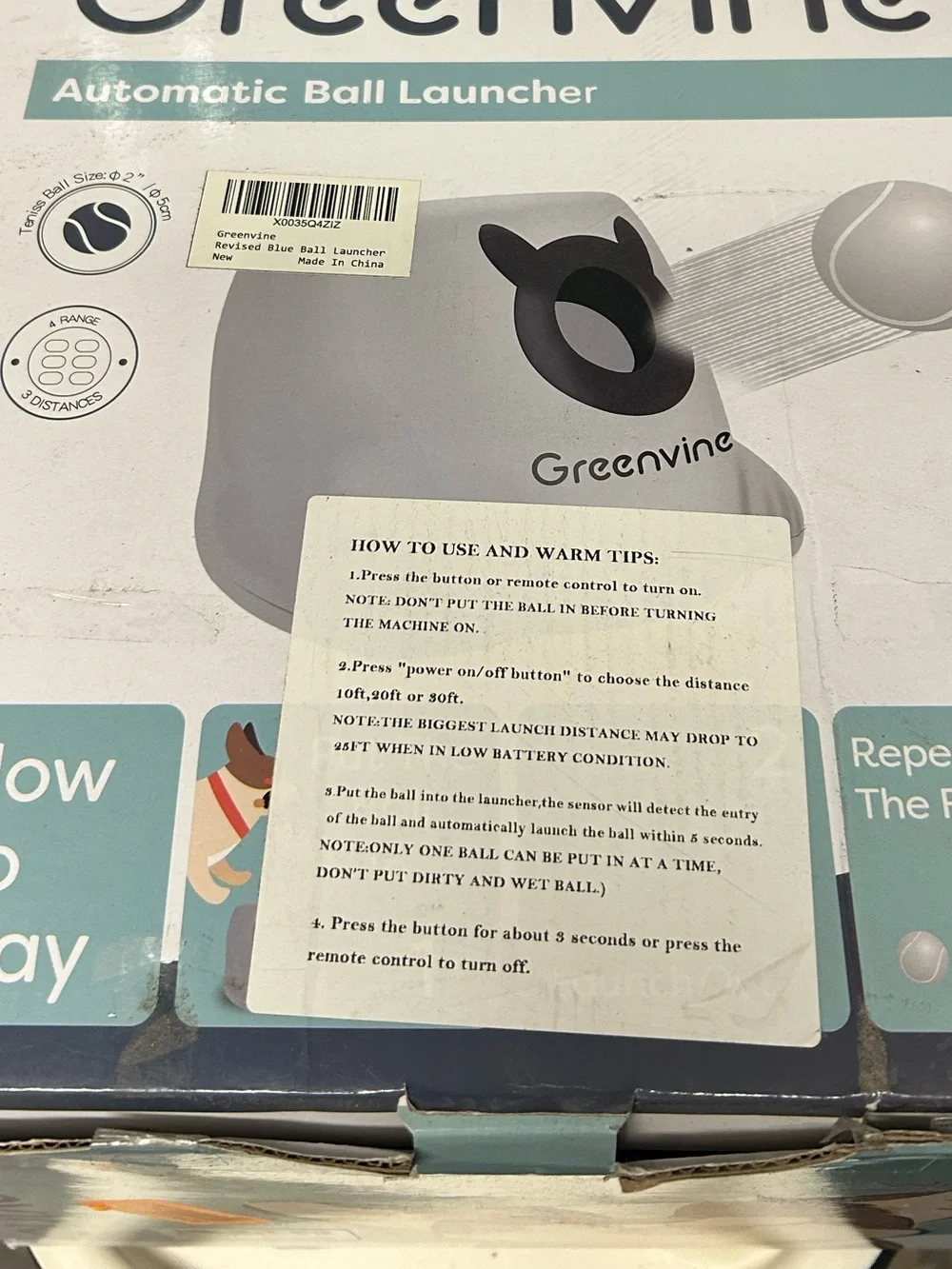 Greenvine Automatic Dog Ball Launcher - Teal EUC 4 New Balls Pet Fun